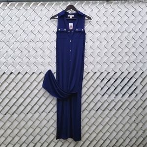 NWT Michael Kors navy sleeveless maxi shirt dress